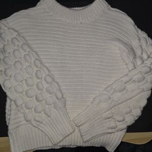 Elodie Cream Textured Sleeve Sweater